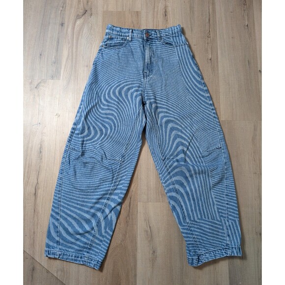 BDG Urban Outfitters Size 28 Rih High Rise Extreme Baggy Sonic Wave Blue Jeans - Picture 4 of 12